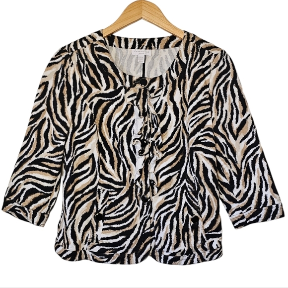 Charter Club Animal Print Jacket Size Petite Small - Picture 1 of 6